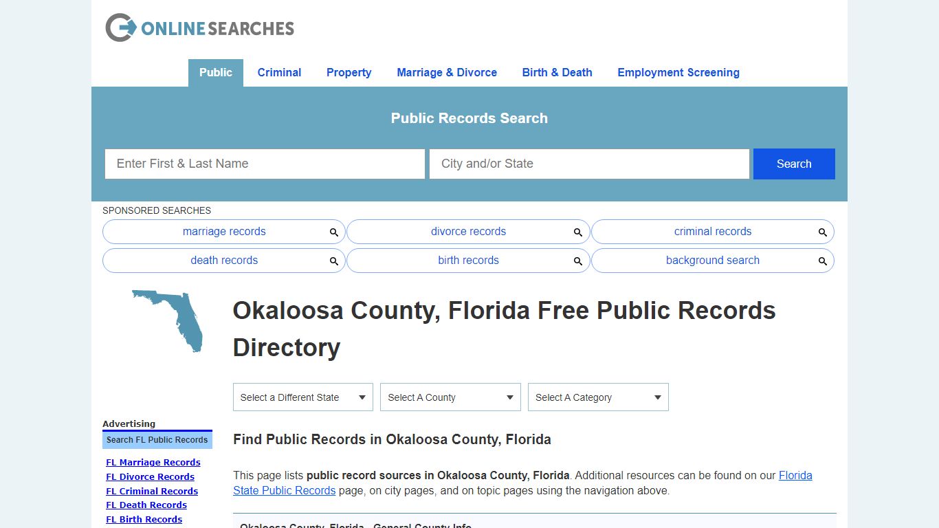 Okaloosa County, Florida Public Records Directory